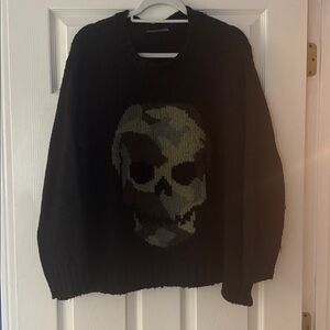 Wooden Ships Black wool skull Knit Sweater